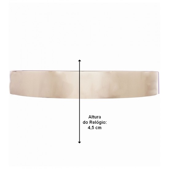 Relógio De Parede 30,5cm Por 4,5cm Quartz De Plástico Branco Com Dourado